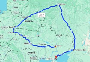 Маршрут поїздки Дніпро-Генічеськ через Польщу