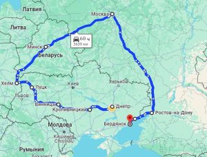 Маршрут руху Дніпро-Бердянськ