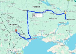 Маршрут руху Кишинів-Запоріжжя